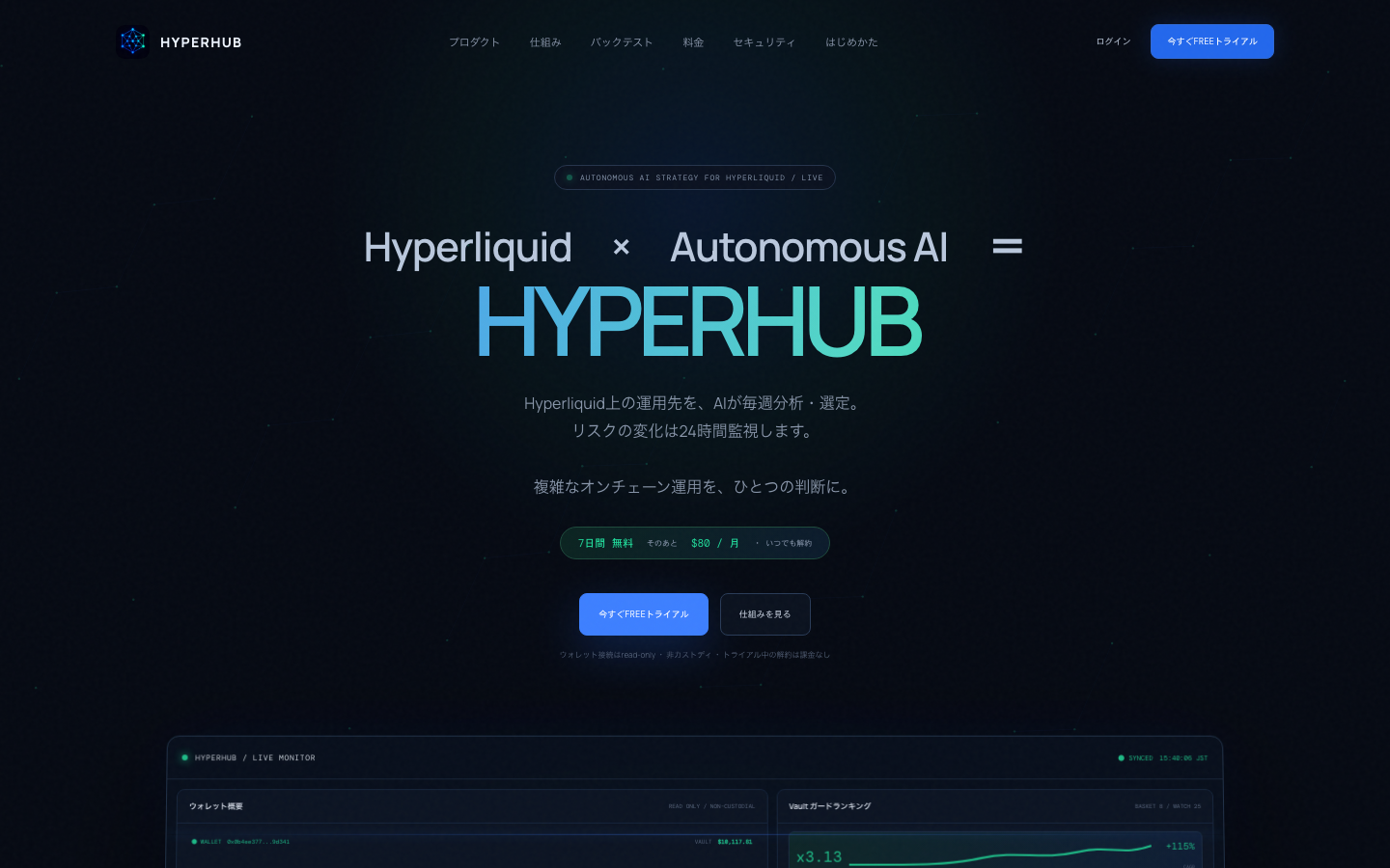 HYPERHUB公開サイト画面